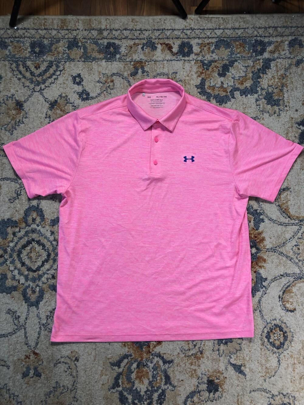 Under Armour The Playoff Polo Shirt Mens XL Pink Solid Golf Short Sleeve